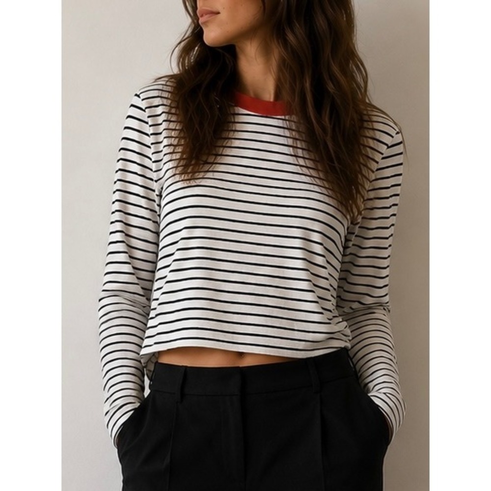 COS Black White Striped Top Small Minimalist French Parisian Scandi Coastal